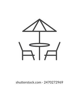 Terrace icon set. Outside dining cafe table vector symbol in rooftop restaurant sign.