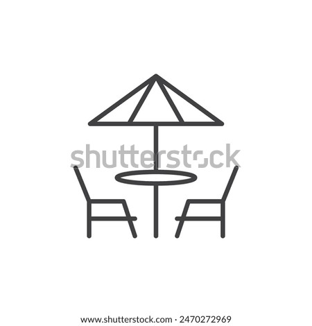 Terrace icon set. Outside dining cafe table vector symbol in rooftop restaurant sign.