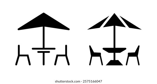 Terrace icon from summer collection. Thin linear terrace, city, table outline icon. Terrace cafe icon. Terrace cafe line vector set. Outside cafe vintage icon sign. Cafe logo vector illustrator. EPS10