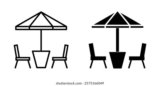 Terrace icon from summer collection. Thin linear terrace, city, table outline icon. Terrace cafe icon. Terrace cafe line vector set. Outside cafe vintage icon sign. Cafe logo vector illustrator. EPS10