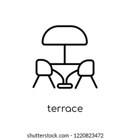 terrace icon. Trendy modern flat linear vector terrace icon on white background from thin line Restaurant collection, outline vector illustration