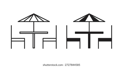 Terrassensymbol. Vektorgrafik, flach und Strich