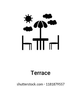 Terrace icon vector isolated on white background, logo concept of Terrace sign on transparent background, filled black symbol