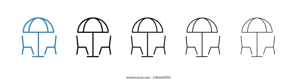 Terrace icons in five different stroke sizes