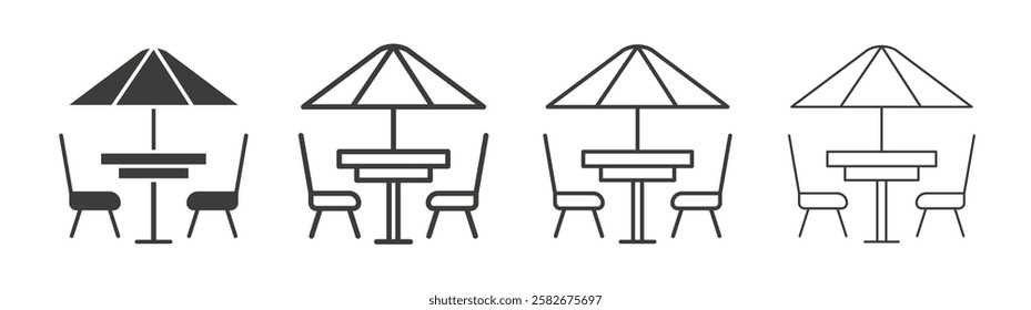 Terrace icons set vectors graphic designs