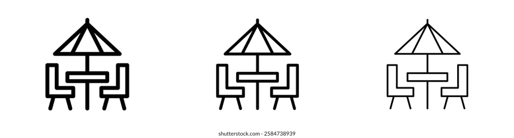 Terrace icons in three different stroke lines