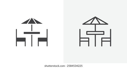 Terrace icons vectors illustrations in black fill and liner versions