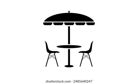 Terrace for Outside dining , black isolated silhouette