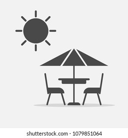 terrace Café vector icon on a sunny day