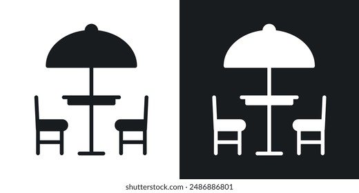 Terrace vector icon set in solid black and white color