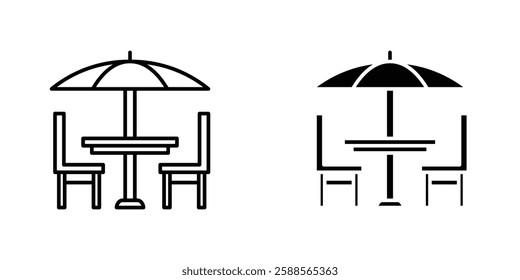 Terrace vectors icons set in filled and strokes on white background
