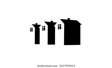 Terraced House, black isolated silhouette