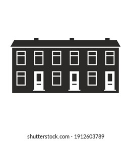 Terraced House Icon. Row House. Home. Property. Real Estate. Vector Icon Isolated On White Background.