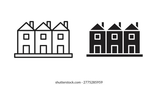 Terraced Houses icon. concept solid and line style in black. EPS 10