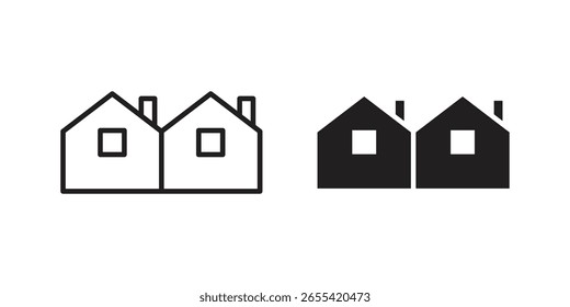 Vector del icono de las casas adosadas, ilustración sólida, color aislado del pictograma editable