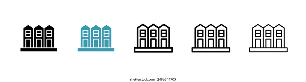 Terraced Houses line icon vector set.