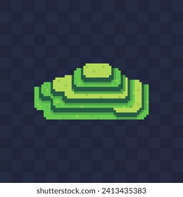 Terraced rice fields to Vietnam pixel art icon. 8-bit sprite. Sticker design. Isolated vector illustration. Background element for computer games.