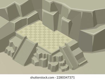 terraced rock hill equipped with stairs