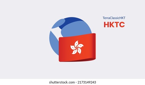 TerraClassicHKT, HKTC crypto coin banner. Terra Classic HKT, HKTC cryptocurrency concept banner background.