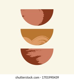 Terracotta abstract art print. Modern geometric painting. Scandinavian style poster. Contemporary abstraction in vector.