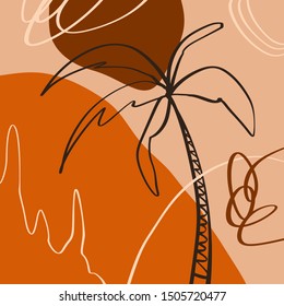 Terracotta Abstract Modern Minimalistic Landscape Digital Painting Fashion Scandinavian Style Color Liquid Shapes Abstraction Poster Contemporary Print Burnt Orange Vector Illustration Clipart