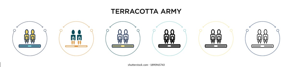 Terracotta army icon in filled, thin line, outline and stroke style. Vector illustration of two colored and black terracotta army vector icons designs can be used for mobile, ui, web