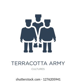 terracotta army icon vector on white background, terracotta army trendy filled icons from Cultures collection, terracotta army vector illustration