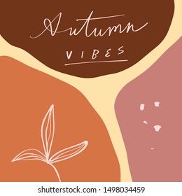 Terracotta Art Autumn Plant Leaves Print Abstract Modern Digital Painting Fashion Scandinavian Style Color Abstraction Poster Contemporary Liquid Organic Print Burnt Orange Vector Illustration Clipart