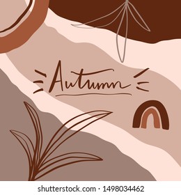 Terracotta Art Autumn Plant Leaves Print Abstract Modern Digital Painting Fashion Scandinavian Style Color Abstraction Poster Contemporary Liquid Organic Print Burnt Orange Vector Illustration Clipart