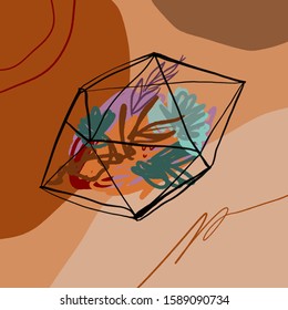 Terracotta Art Home Print Abstract Modern Digital Painting Fashion Scandinavian Style Color Abstraction Poster Contemporary Print Burnt Orange Vector Illustration Clipart