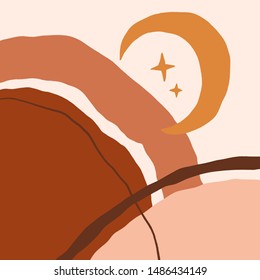 Terracotta Art Print Abstract Modern Digital Painting Fashion Scandinavian Style Color Abstraction Poster Contemporary Print Burnt Orange Vector Illustration Clipart