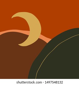 Terracotta Art Print Abstract Modern Digital Painting Fashion Scandinavian Style Color Abstraction Poster Contemporary Print Burnt Orange Vector Illustration Clipart