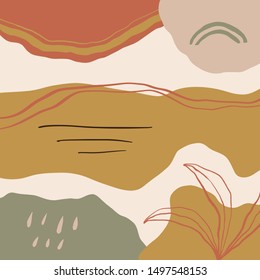 Terracotta Art Print Abstract Modern Digital Painting Fashion Scandinavian Style Color Abstraction Poster Contemporary Print Burnt Orange Vector Illustration Clipart