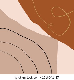 Terracotta Art Print Abstract Modern Digital Painting Fashion Scandinavian Style Color Abstraction Poster Contemporary Print Burnt Orange Vector Illustration Clipart