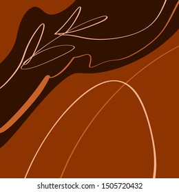 Terracotta Autumn 2019-2020 Trend Line Art Print Abstract Modern Digital Painting Fashion Scandinavian Style Color Liquid Shapes Abstraction Poster Contemporary Print Burnt Orange Vector Illustration