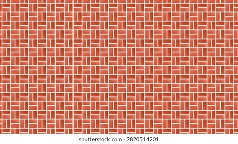 Terracotta Brick Floor Basketweave Pattern Minimalist Geometric Digital Illustration Seamless Background for Architectural and Interior Design Concepts. A high-angle view of a seamless red terracotta brick surface featuring a rhythmic basketweave geometric pattern, ideal for architectural visualization and surface design.