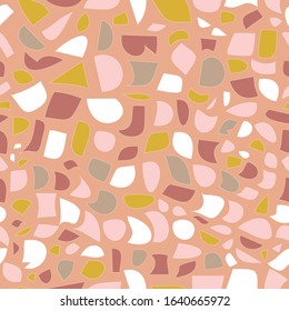 Terracotta Color Abstract Vector seamless repeat Pattern with Terazzo Texture