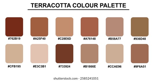 Terracotta Color Palette Set with Warm Earthy Tones for Graphic Design, Branding, UI, Web, Fashion, Home Decor, and Creative Projects in Natural and Rustic Shades