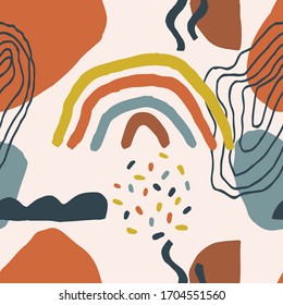 Terracotta color print abstract modern painting fashion scandinavian style.