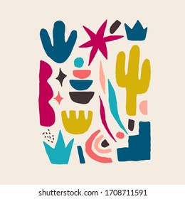 Terracotta color print abstract modern painting fashion scandinavian style.