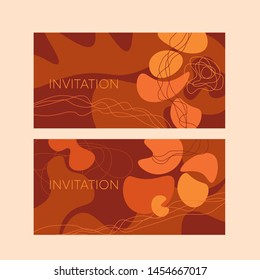 Terracotta colors natural shapes composition. Liquid abstract organic forms vector element for for card, header, invitation, poster, social media, post publication. 
