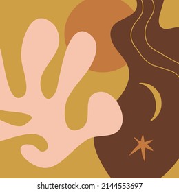 Terracotta coral art print, abstract modern digital painting warm earthy color abstraction, cozy boho home poster, contemporary burnt orange vector Illustration, editable clipart. 