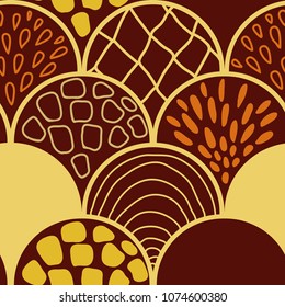 terracotta doodle scale seamless vector pattern ornament 