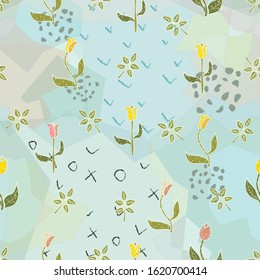 Terracotta Floral Abstract Seamless Pattern. Modern Digital Design. Modern Fashion Scandinavian Style. Contemporary Colors and Design.