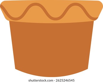 Terracotta flower pot with a wavy rim and a smooth cylindrical body. Classic clay pot used for planting flowers and small plants.