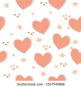 Terracotta Heart Abstract Seamless Pattern. Modern Digital Design. Modern Fashion Scandinavian Style. Contemporary Colors and Design. Vector Illustration