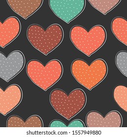 Terracotta Heart Abstract Seamless Pattern. Modern Digital Design. Modern Fashion Scandinavian Style. Contemporary Colors and Design. Vector Illustration