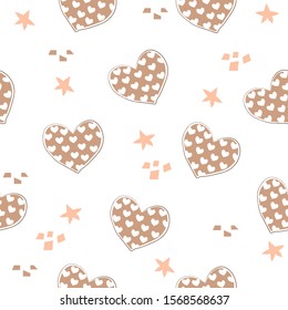 Terracotta Heart Abstract Seamless Pattern. Modern Digital Design. Modern Fashion Scandinavian Style. Contemporary Colors and Design. 
