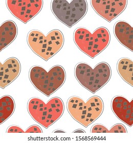 Terracotta Heart Abstract Seamless Pattern. Modern Digital Design. Modern Fashion Scandinavian Style. Contemporary Colors and Design. 