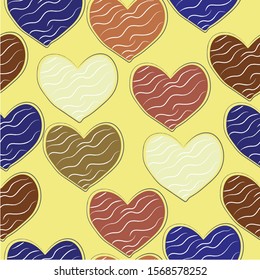 Terracotta Heart Abstract Seamless Pattern. Modern Digital Design. Modern Fashion Scandinavian Style. Contemporary Colors and Design. 